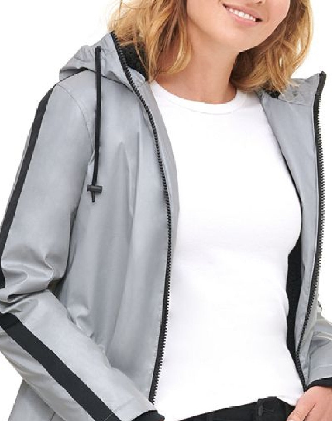 Levi's Women's Reflective Long Coaches Jacket Gray Size Medium