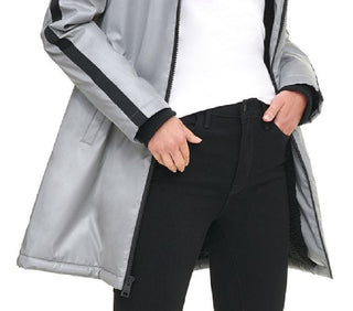 Levi's Women's Reflective Long Coaches Jacket Gray Size Medium