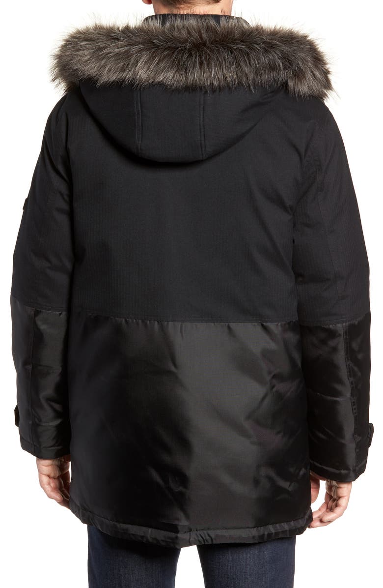 Marc New York Men's Mixed Media Parka With Removable Hood Black Size Medium