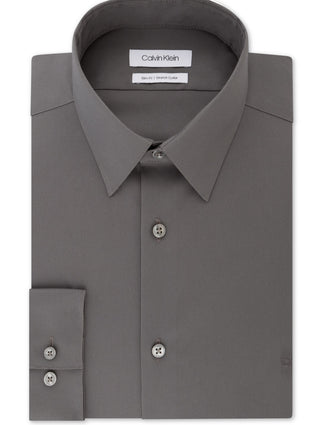 Calvin Klein Men's Slim Fit Stretch Flex Collar Dress Shirt Gray Size 16.5X32X33