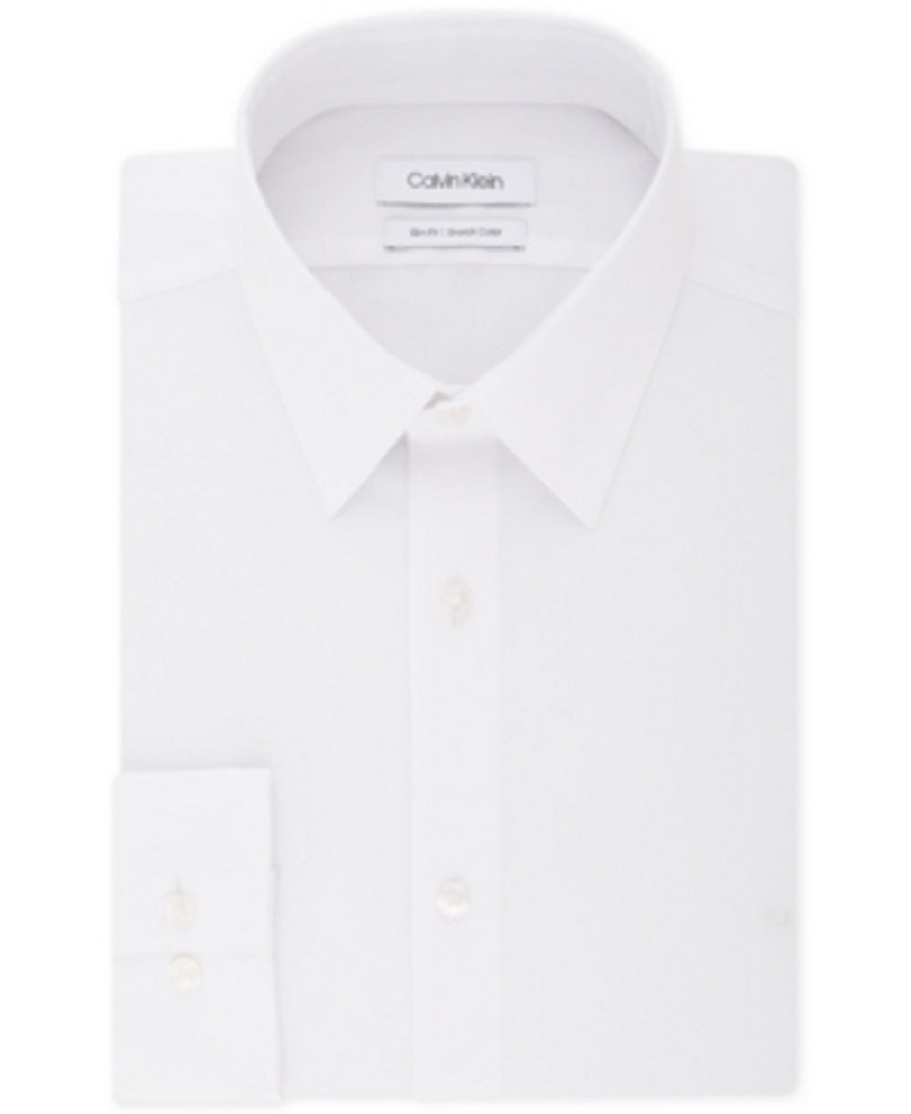 Calvin Klein Men's Slim Fit Stretch Flex Collar Dress Shirt White Size 15.5X32X33