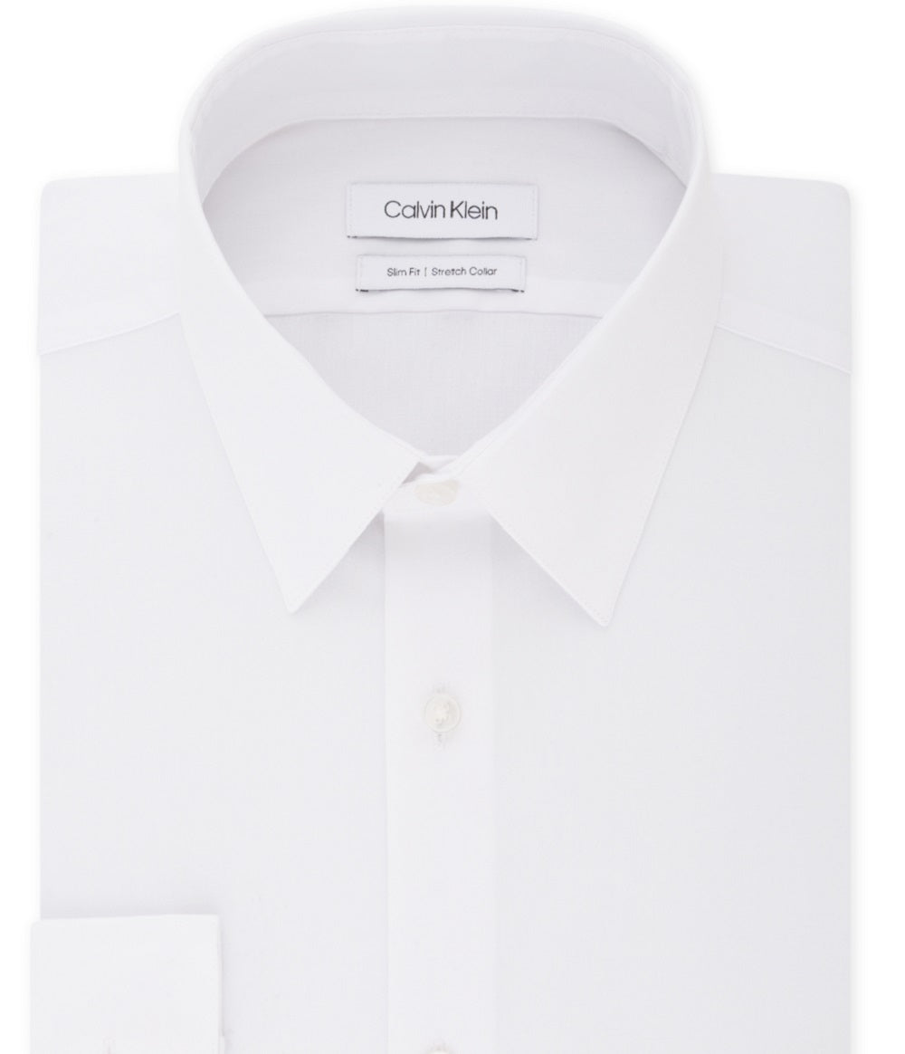Calvin Klein Men's Slim Fit Stretch Flex Collar Dress Shirt White Size 15X34X35