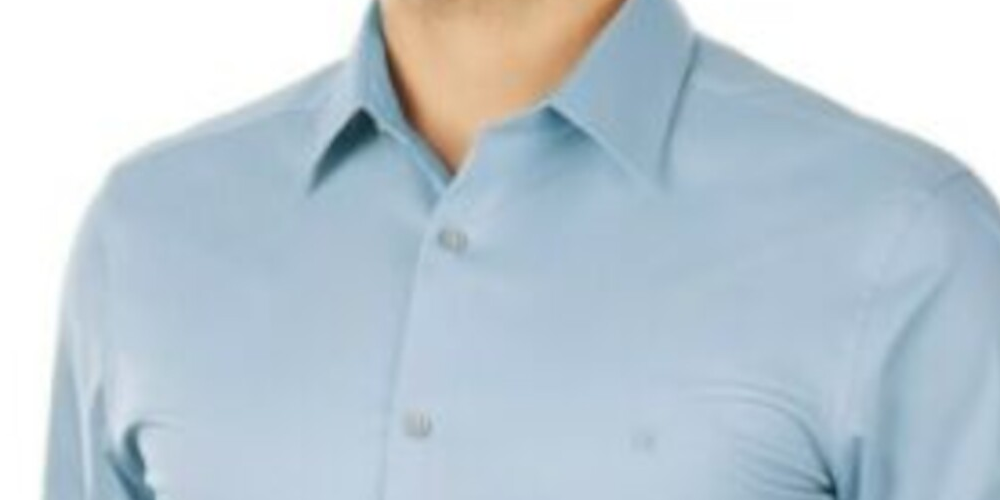 Calvin Klein Men's Slim Fit Stretch Flex Collar Dress Shirt Blue Size 16.5X34-35