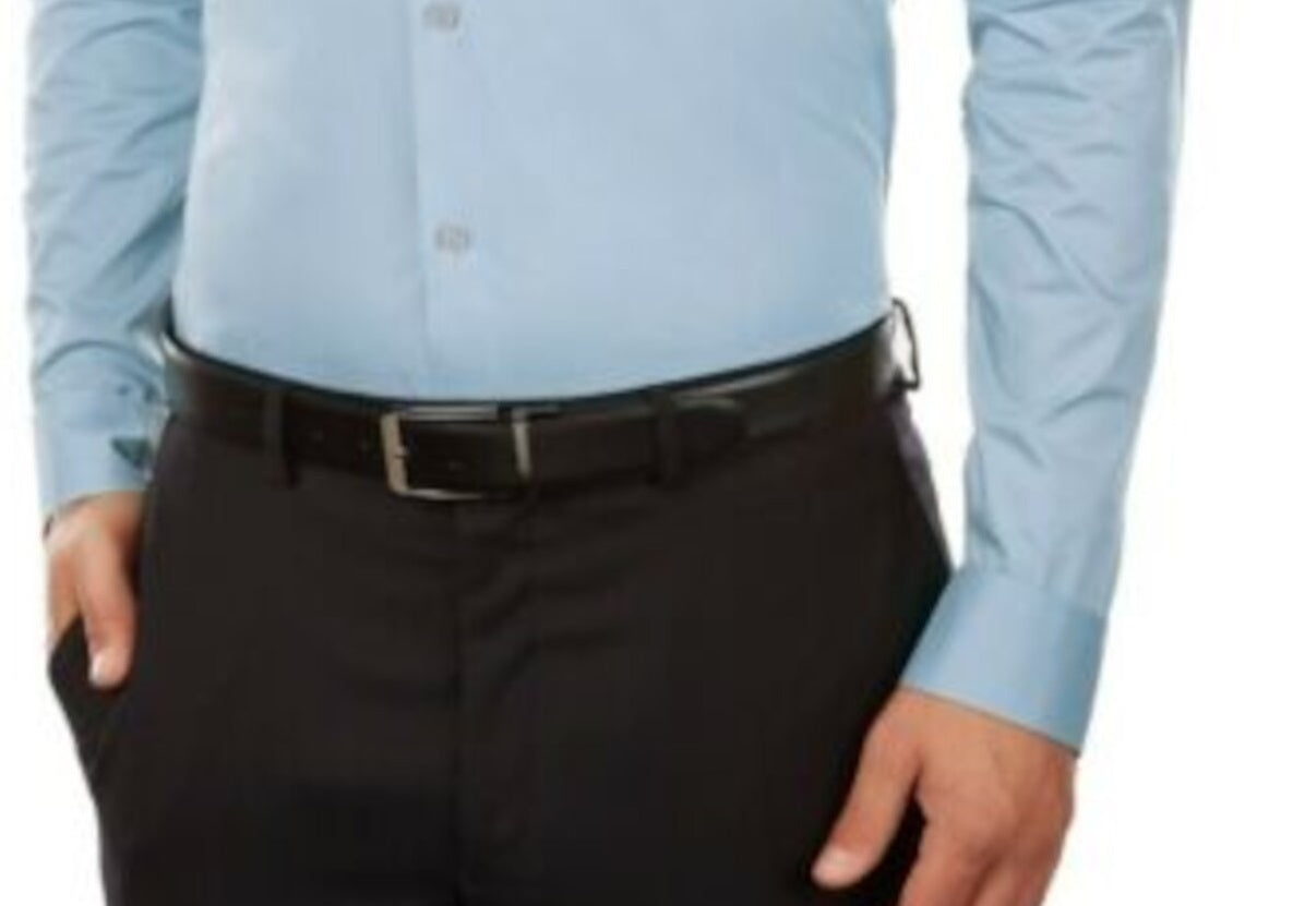 Calvin Klein Men's Slim Fit Stretch Flex Collar Dress Shirt Blue Size 16.5X34-35