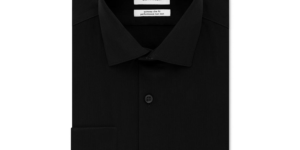 Calvin Klein Men's Steel Extra Slim Fit Non Iron Performance Stretch Herringbone Dress Shirt White Size 15x34-35