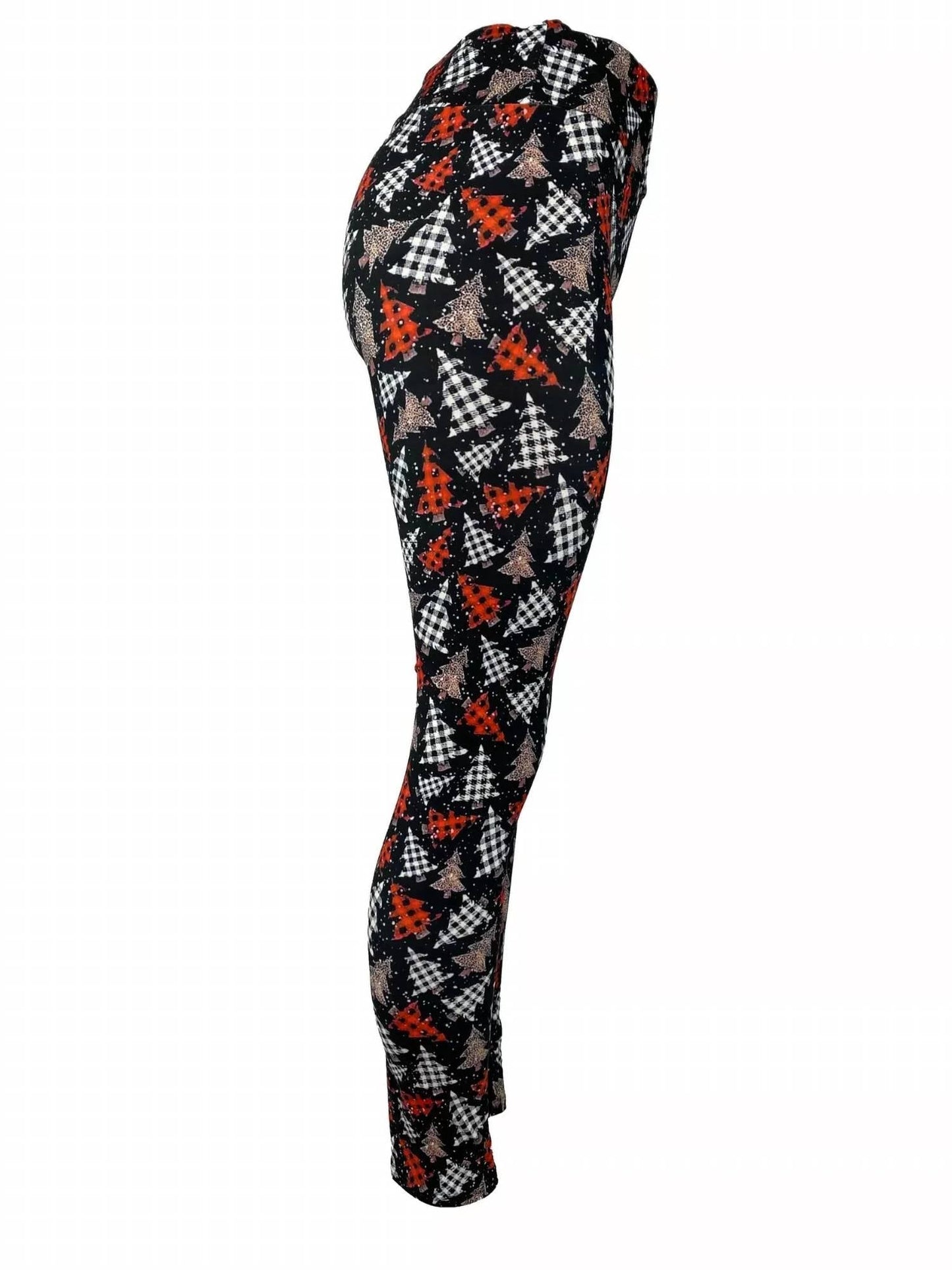 Julia Rose - CHRISTMAS TREE PLAID & LEOPARD PRINT LEGGINGS