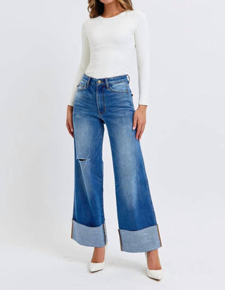 Judy Blue - Retro Wide Leg With Cuff Jeans