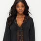 La Blanca Women's Cotton Crochet-Trim Tunic Swimsuit Black Size Medium