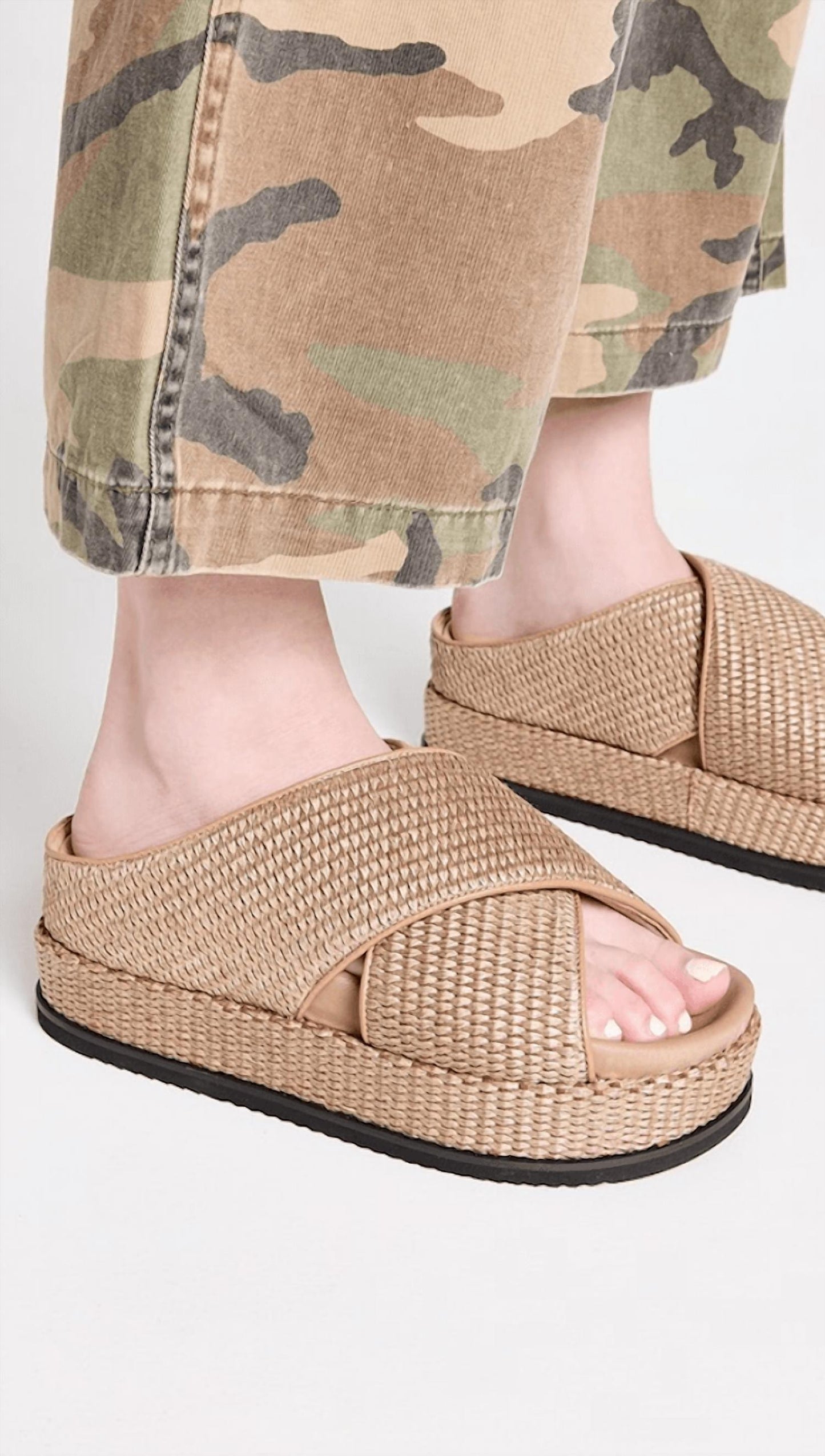 Roam - Cross Stack Raffia Platform Sandals