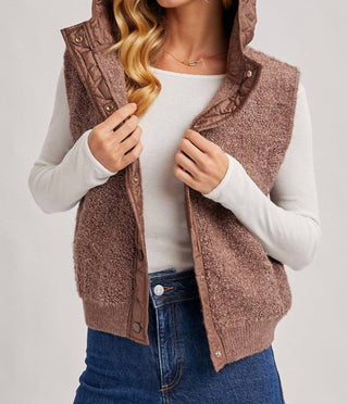 Bluivy - Button Down Sherpa Fleece Quilted Hood Vest