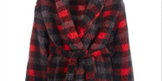 Max & Olivia Little & Big Boy's Faux Sherpa Plaid Robe Red Size X-Large