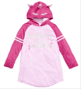 Max & Olivia Girl's Hooded Unicorn Nightgown Pink Size S (6/6X)