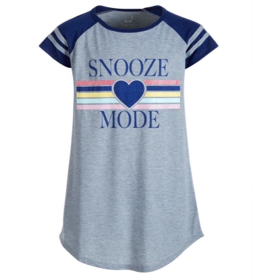 Max & Olivia Little & Big Girl's Graphic Print Raglan Nightgown Gray Gray Size S/6-6X