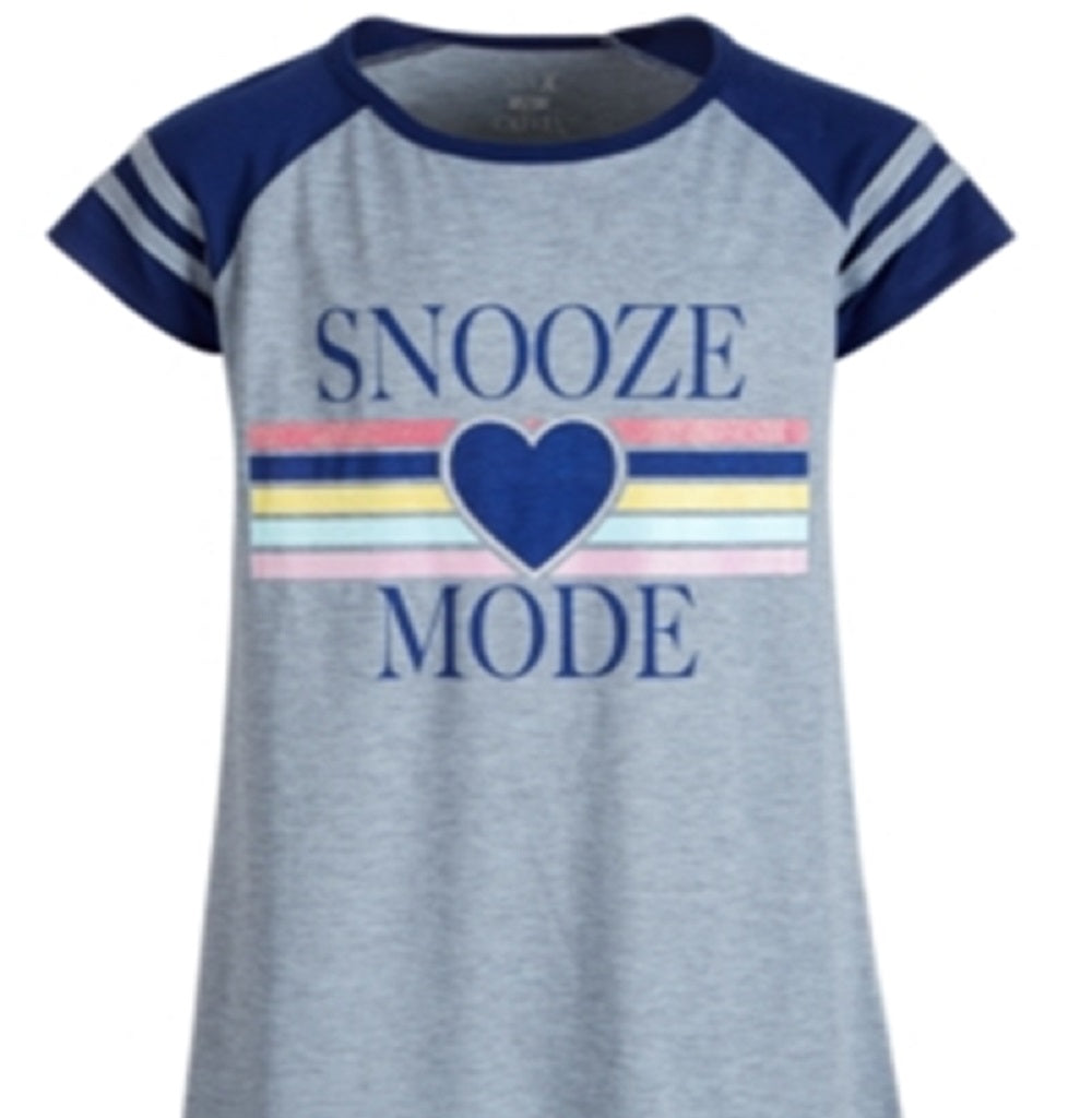 Max & Olivia Little & Big Girl's Graphic Print Raglan Nightgown Gray Gray Size S/6-6X