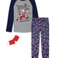 Max & Olivia Big Boy's Long Leg Pajama T-shirt and Pants 2 Piece Set with Socks Gray Size Medium