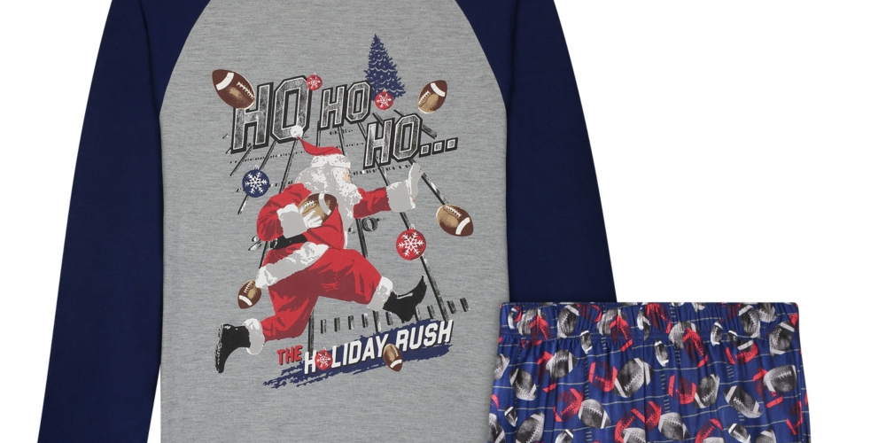 Max & Olivia Big Boy's Long Leg Pajama T-shirt and Pants 2 Piece Set with Socks Gray Size Medium