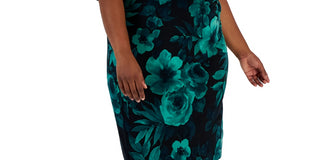 Connected Women's Printed Popover Sheath Dress Green Size 20W