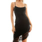 Next Up Women's Lace Trim Asymmetric Cocktail and Party Dress Black Size 4