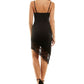 Next Up Women's Lace Trim Asymmetric Cocktail and Party Dress Black Size 4