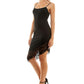NEXT UP Women's Asymmetric Lace Hem Dress Black Size 11