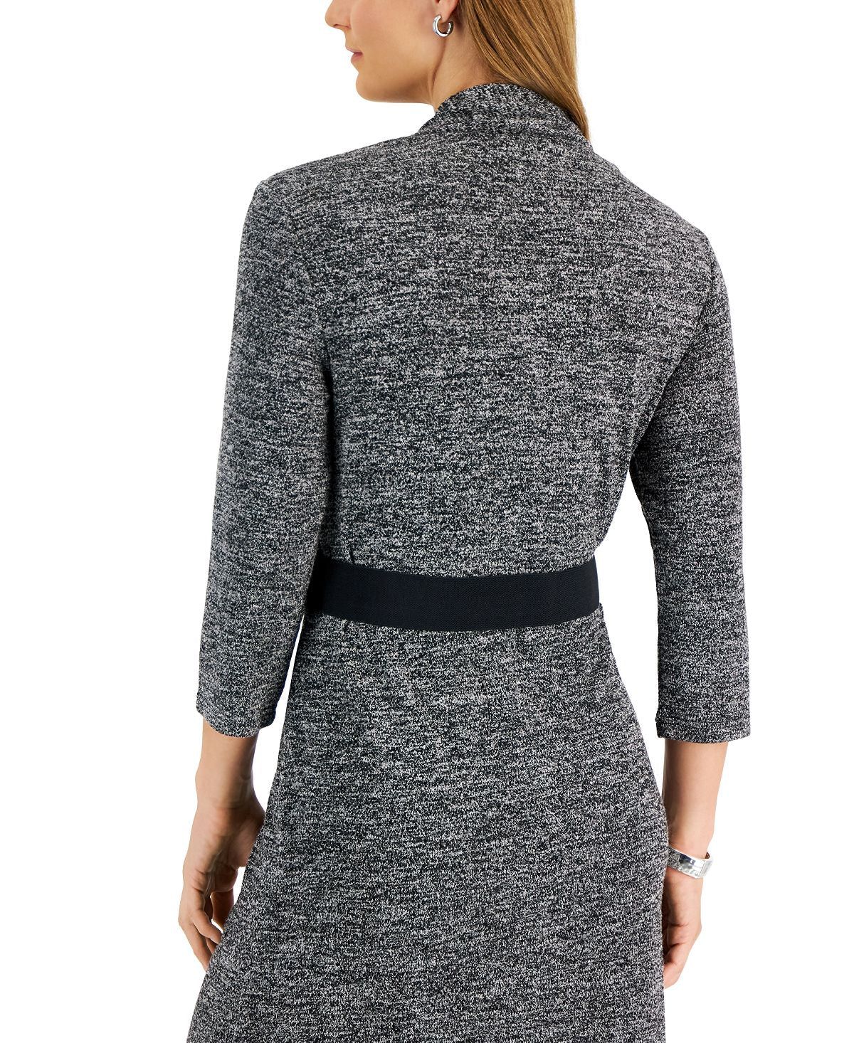 Connected Women's 3/4 Sleeve Belted Jacket Dress Gray Size 6