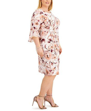 Connected Women's Gathered Waist 3/4 Sleeve Dress Brown Size 18W