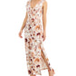 Connected Women's Floral Sleeveless V Neck Maxi Cocktail Dress Brown Size 4