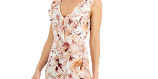 Connected Women's Floral Sleeveless V Neck Maxi Cocktail Dress Brown Size 4