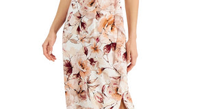 Connected Women's Floral Sleeveless V Neck Maxi Cocktail Dress Brown Size 4