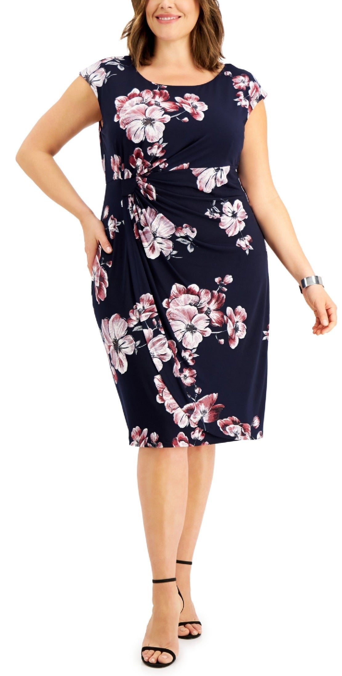 Connected Women's Ity Faux Wrap Dress Blue Size 24W
