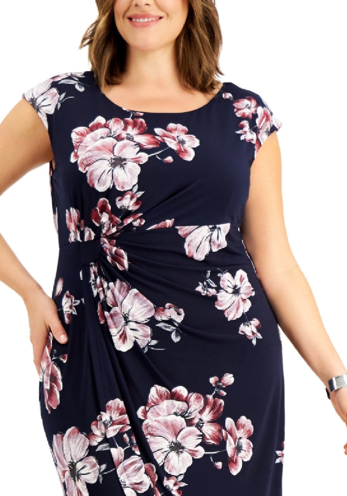 Connected Women's Ity Faux Wrap Dress Blue Size 24W