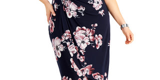 Connected Women's Ity Faux Wrap Dress Blue Size 24W