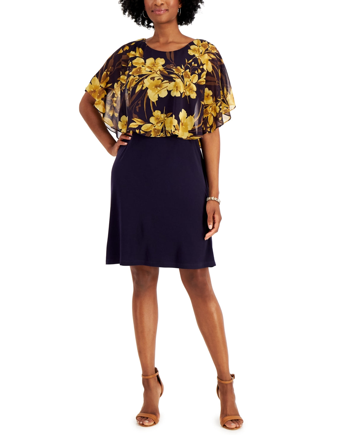 Connected Women's Popover Sheath Dress Yellow Size 10Petite