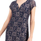 Connected Women's Printed Lace Gown Blue Size 8