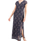 Connected Women's Printed Lace Gown Blue Size 8