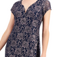 Connected Women's Printed Lace Gown Blue Size 8