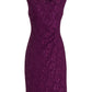 Connected Apparel Women's Sequined Lace Cutout Sheath Dress Purple Size 16