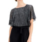 Connected Women's Flutter Sleeve Shimmering Overlay Jumpsuit Black Size 14Petite