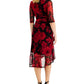 Connected Women's Floral Print Faux Wrap Dress Red Size 4Petite
