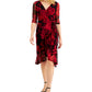 Connected Women's Floral Print Faux Wrap Dress Red Size 4Petite