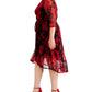 Connected Women's Floral Print Faux Wrap Dress Red Size 18W
