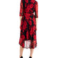 Connected Women's Floral Print Chiffon Faux Wrap Dress Red Size 4