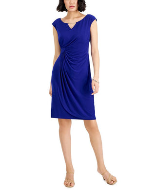 Connected Women's Cap Sleeve Side Tab Dress Blue Size 4Petite