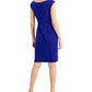 Connected Women's Cap Sleeve Side Tab Dress Blue Size 4Petite