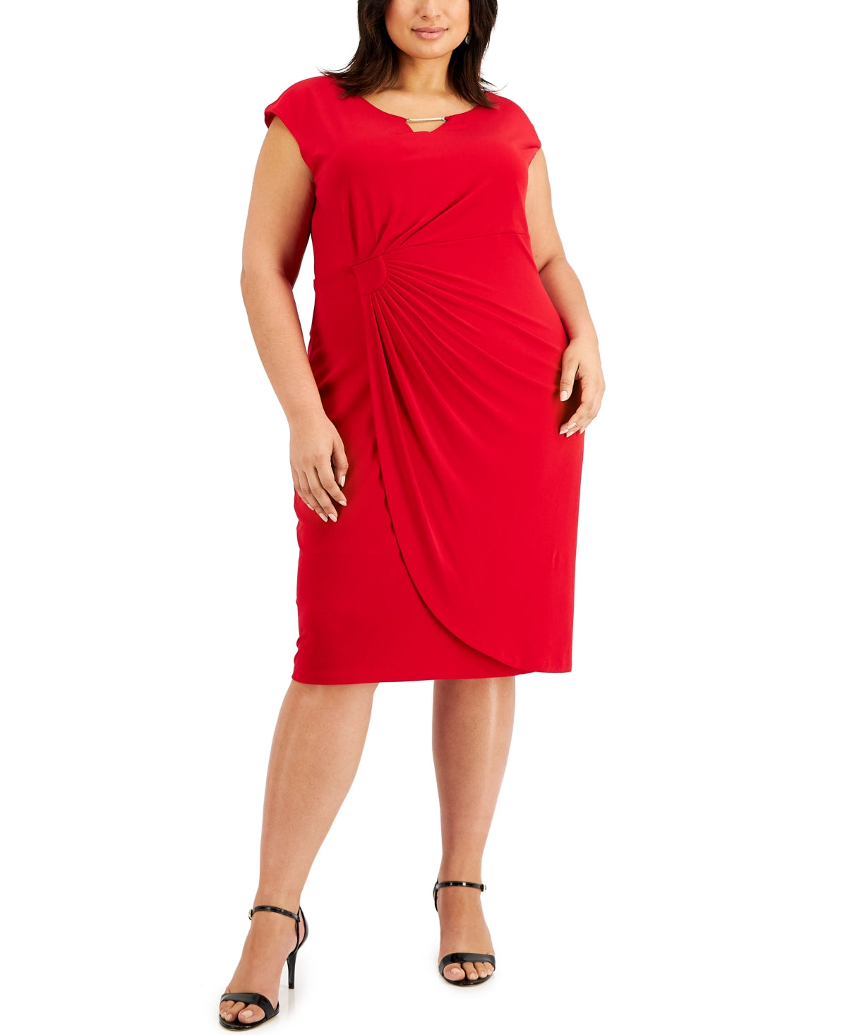 Connected Women's Side Tab Dress Red Size 18W