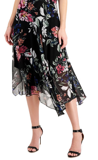 Connected Women's Chiffon Floral Print Dress Black Size 6