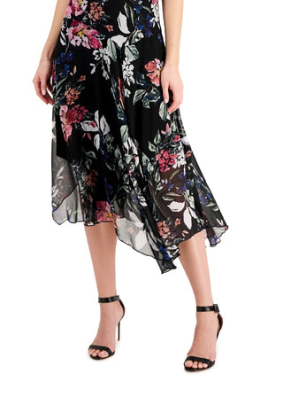 Connected Women's Chiffon Floral Print Dress Black Size 8