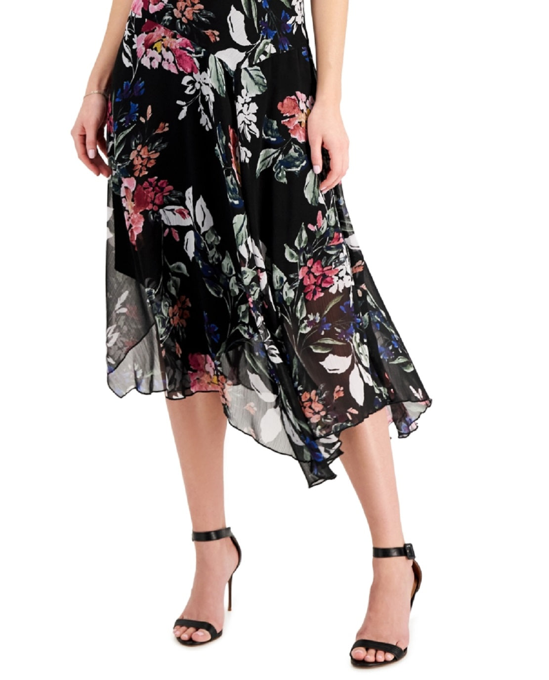 Connected Women's Chiffon Floral Print Dress Black Size 16