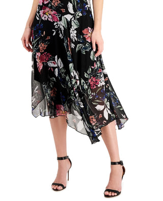 Connected Women's Chiffon Floral Print Dress Black Size 16
