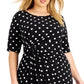 Connected Women's Dot Print Side Tab Sheath Dress Black Size 22W